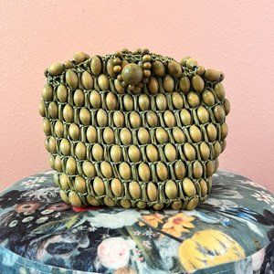 Vintage Handmade Wooden Beaded Walborg Purse